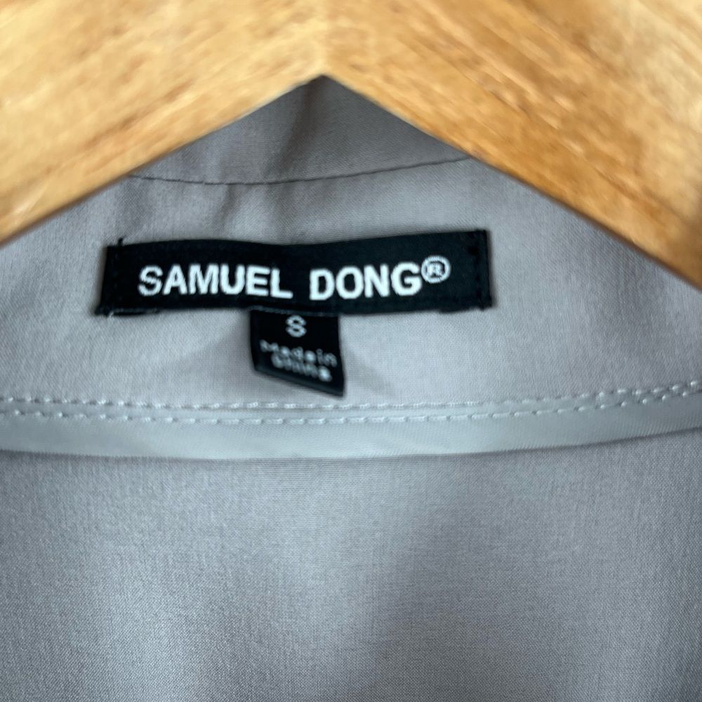 Samuel Dong women’s long full zip bubble jacket w pockets Greige Lagenlook Sz S - Picture 2 of 7